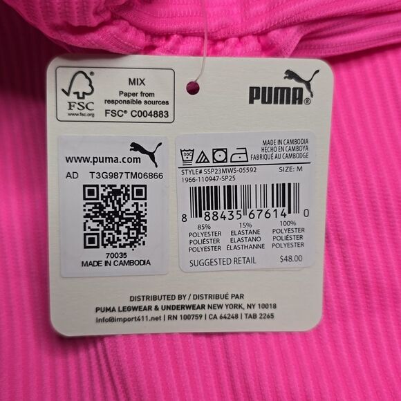 PUMA Women Swimsuit Pink Stretch Chlorine Resistant Summer One Piece Sz Med - Picture 2 of 5